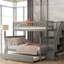 Lit superposé simple au-dessus d'un lit double avec lit gigogne gris - élégant et fonctionnel, escalier de rangement pour matériaux, style moderne-1032812037