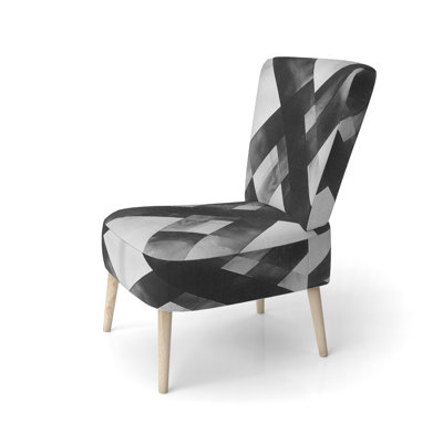 Abstract Shapes Upholstered Chair - Geometric Monochrome Angles Side Chair