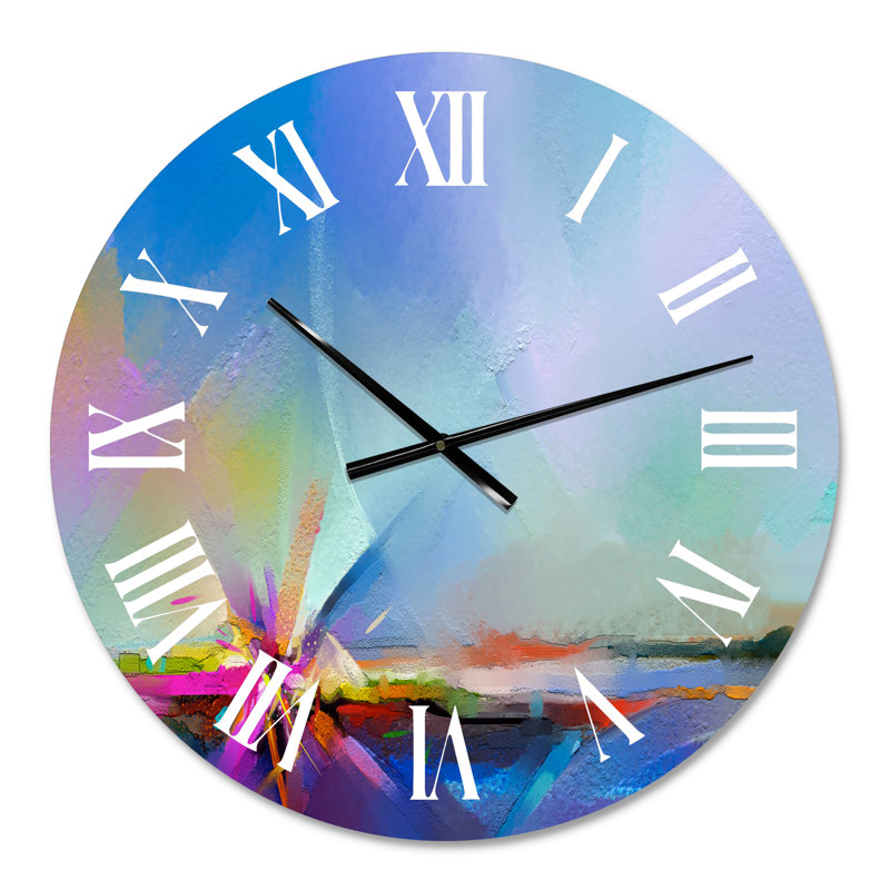Abstrait coloré paysage marin VII - horloge murale moderne, Surdimensionné