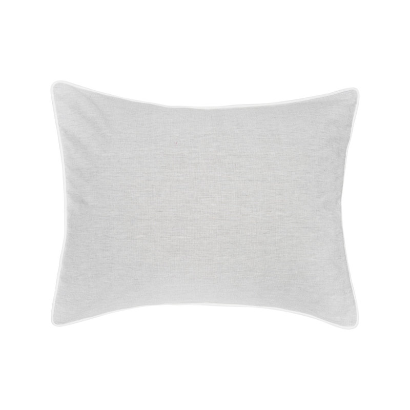 Tate Boulder Cool Grey Cotton Standard Sham with White Piping