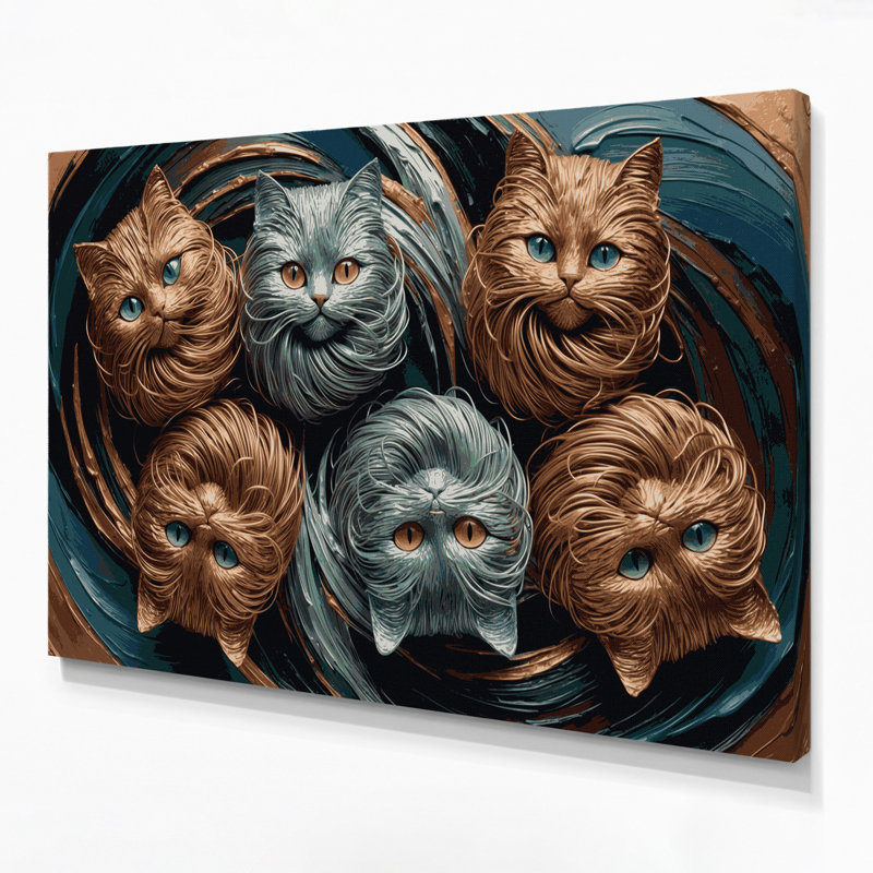 «Cats American Wirehair», art mural sur toile grise, H 8 po x l 10 po