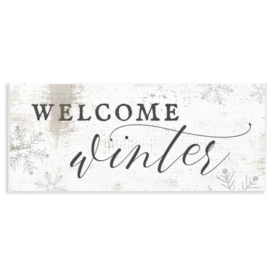 Welcome Winter Phrase Geometric Snowflake Pattern