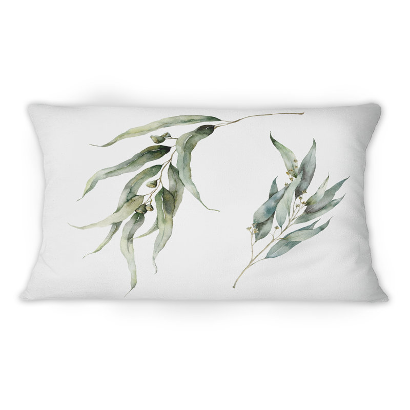 Branches d'eucalyptus minimalistes - Coussin décoratif à imprimé traditionnel