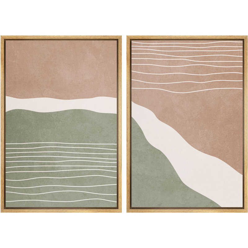 Vert, rose, blanc, milieu de siècle, vagues de couleurs abstraites, formes modernes, minimaliste chic, H 36 po x l 24 po