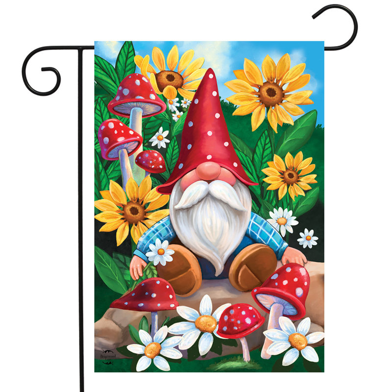 Drapeau de jardin gnome et jardin