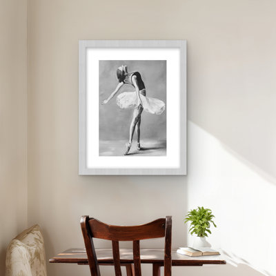 Classic ballet dancer - Black & white woman framed print