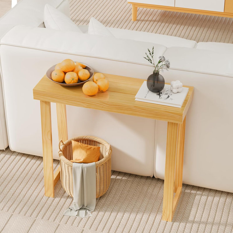 Console en bois massif Nature moderne pour décoration de vestibule ou de couloir, Bois naturel