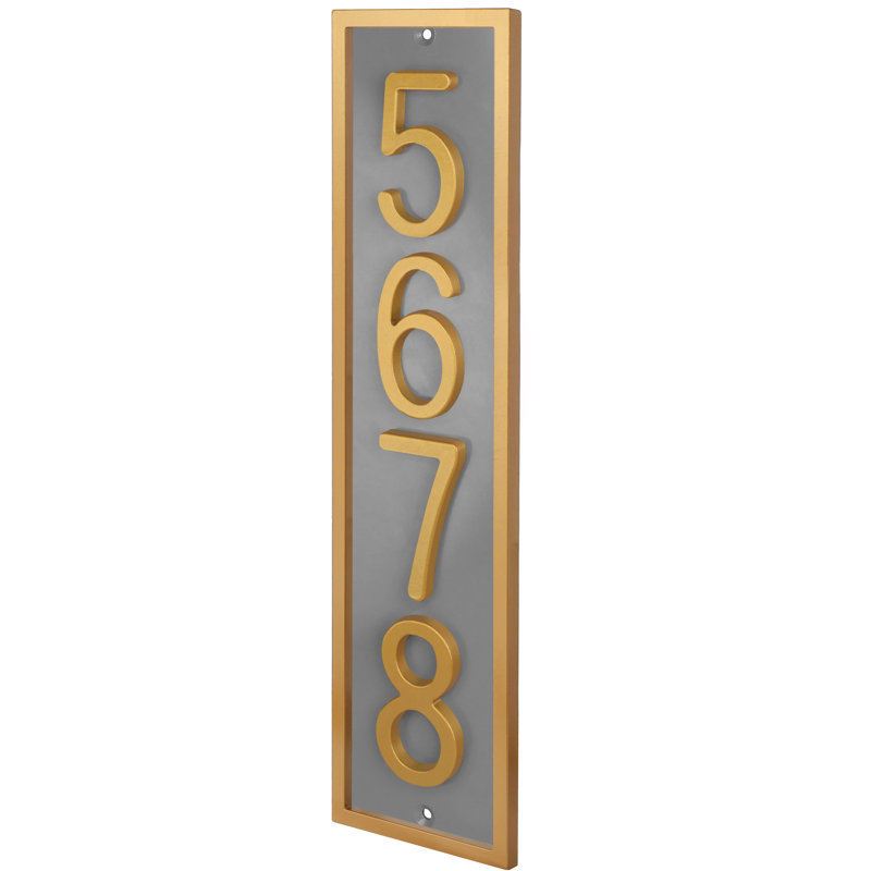 Plaque d'adresse flottante en aluminium Royal Shade, Doré, Oui, Gris