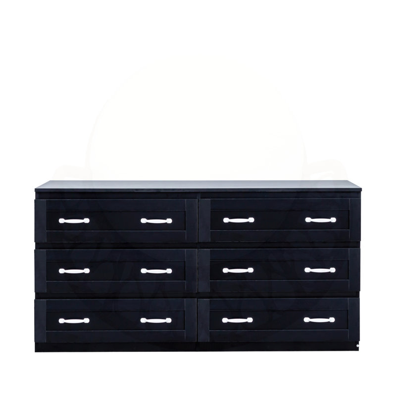 Modern 6-Drawer Side Cabinet, Wood Chest with Metal Handles for Efficient Storage and Stylish Home Organization, Black