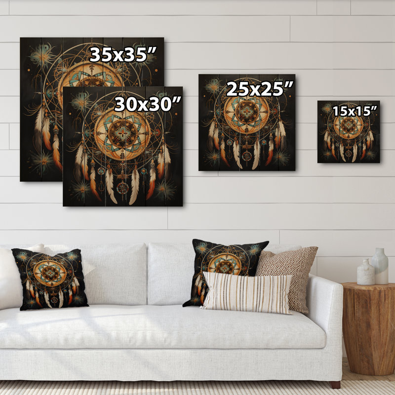 «Dream Catcher», voyage symbolique I sur bois, H 35 po x l 35 po x P 0,78 po