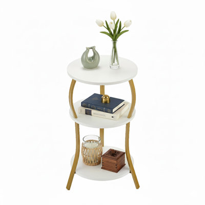Retro-Style 3-Tiered Slim-Waisted Round Bedside Table