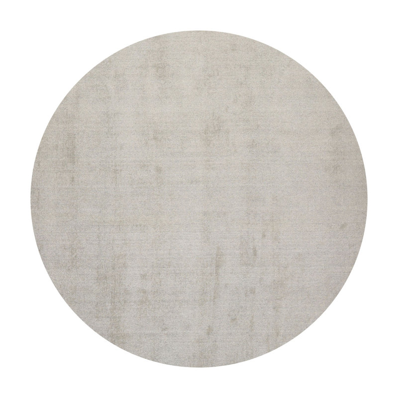 Tapis multicolore en laine touffeté à la main gris Mossy, Rond 5 pi