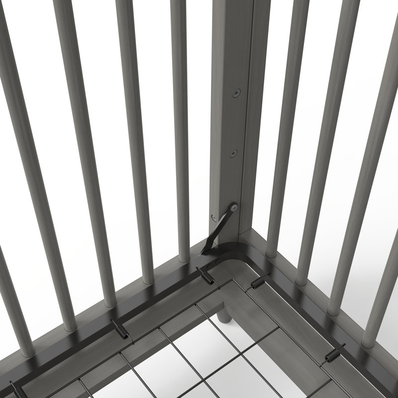 Lunar Gray Pine Wood Mid-Century Modern Convertible Crib