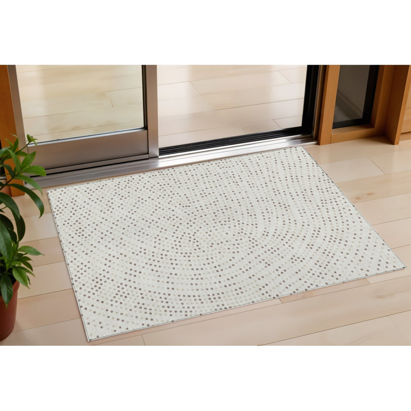Tapis intérieur lavable à pois ivoire 3 pi x 5 pi