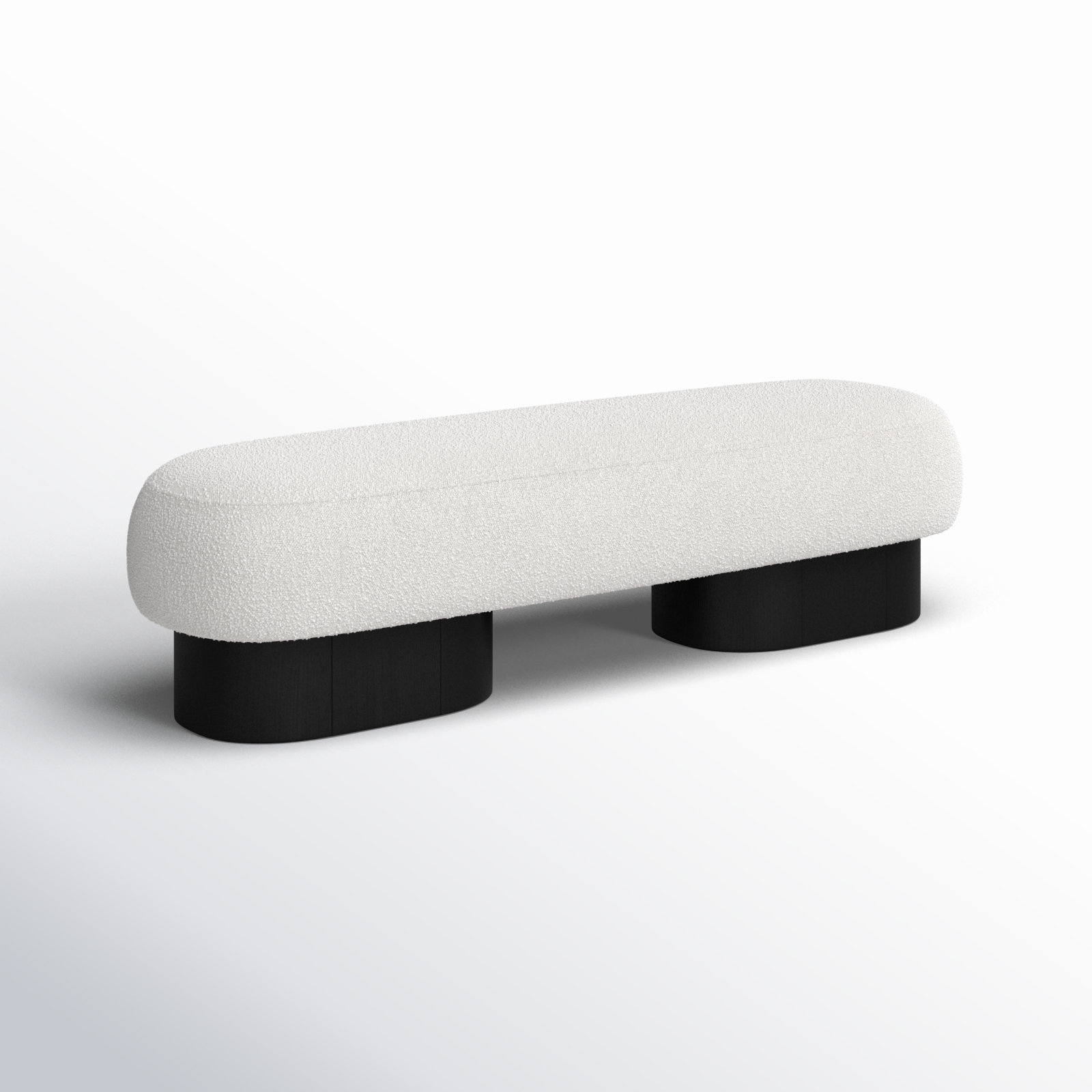 Denyer Boucle Fabric Upholstered Bench, Black, Cream Boucle Fabric