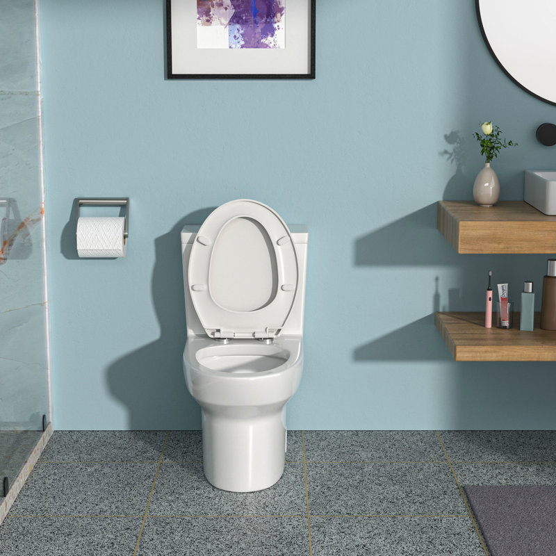 Toilette en céramique moderne - double chasse, siège à fermeture douce, chasse d'eau silencieuse stable à une pièce, siège confortable