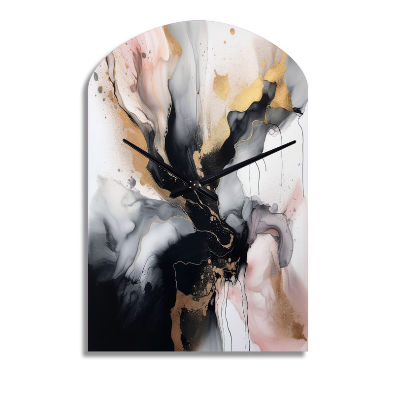 Horloge murale en marbre rose texturé texturé Splash Marble II, Grand