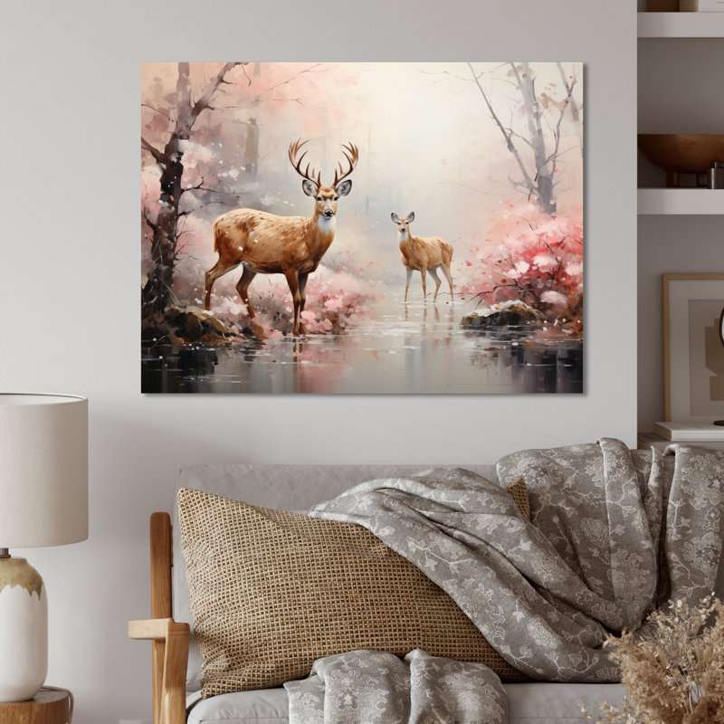 Art mural en métal Pink Deer, H 12 po x l 20 po x P 1 po
