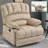 Large Manual Recliner Chair In Fabric For Living Room, Beige-293658122