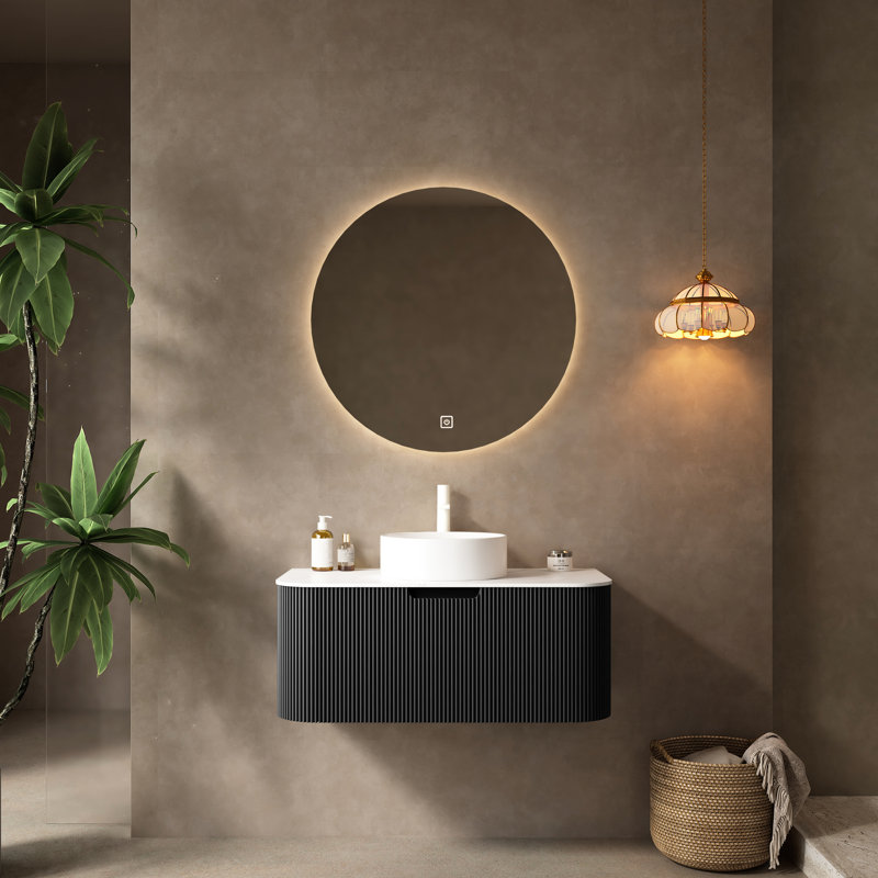 Lavabo de salle de bain Modern, Black, 36"