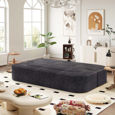 Canapé 2 en 1 pliable avec revêtement en velours côtelé désossé, convertible en lit, siège profond, couverture multifonctionnelle, idéal pour les espaces de vie et de bureau