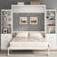 Lit escamotable pleine grandeur avec tablettes et tiroirs de rangement, cadre de lit mural peu encombrant, lit escamotable de rangement, blanc