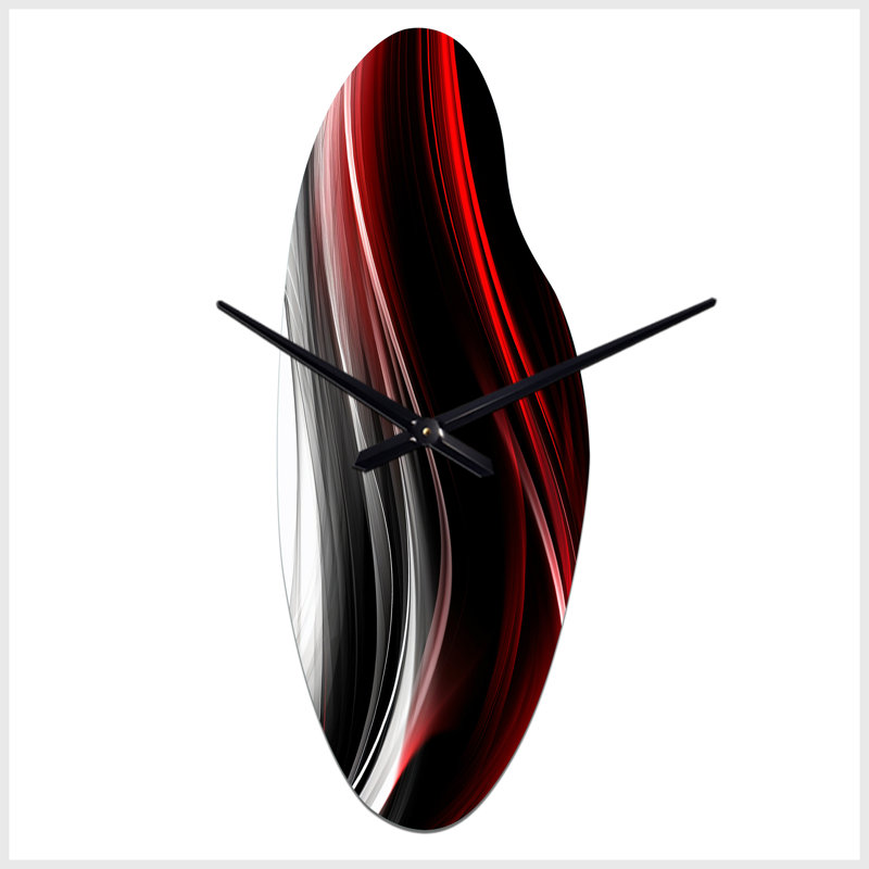 Horloge murale incurvée Kenry Red Black Infinite Ripples II - Waves, Médium