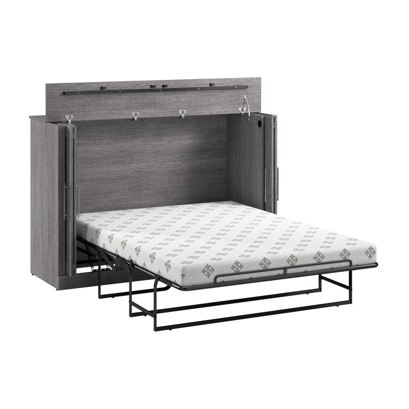 Arlex Murphy Cabinet Bed with Mattress, Gray, Full / Double