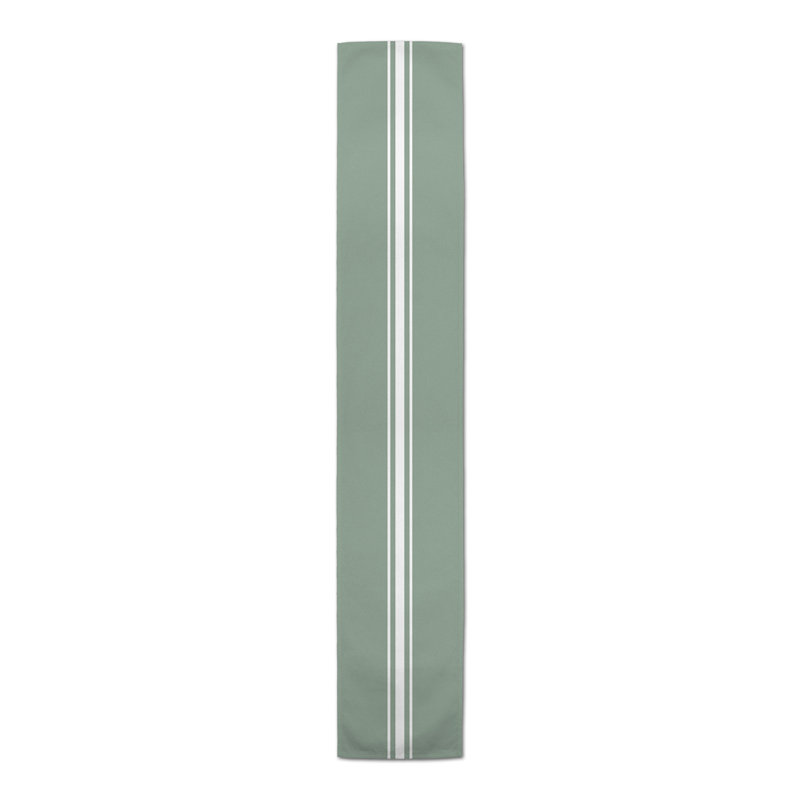 Burnis Rectangle Striped Polyester Table Runner, 72" x 16", Green