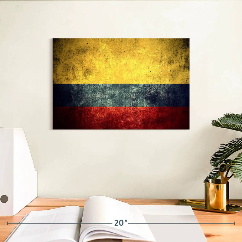 Drapeau colombien grunge, H 8 po x l 12 po