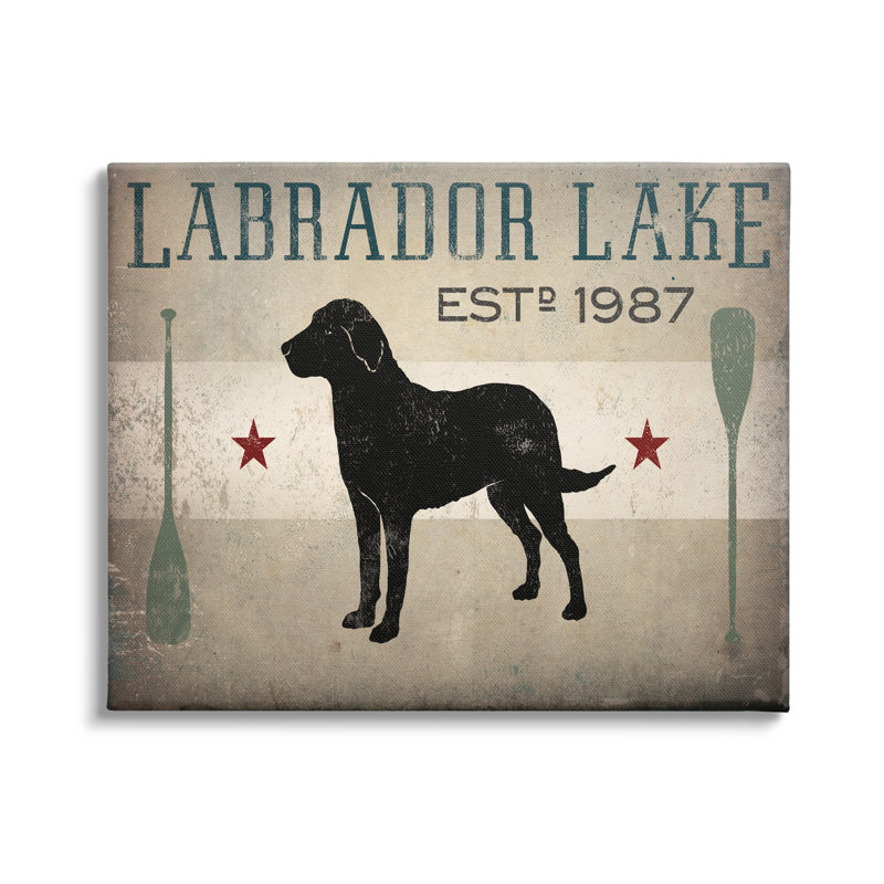«Labrador Lake Rustic Dog Row bateau Oars Cabin Sign» par Ryan Fowler - impression, Toile tendue, H 16 po x l 20 po