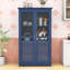 4 Drawers Kitchen Pantry Cabinet with Shelf and Glass Doors-1042055280