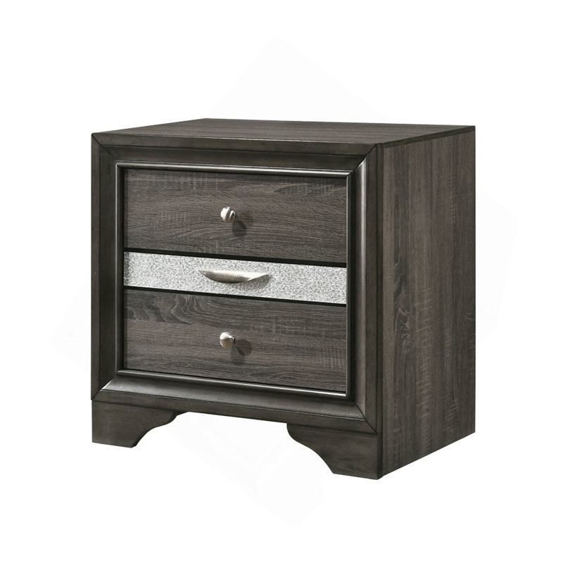 Naima Gray Finish Nightstand, Gray