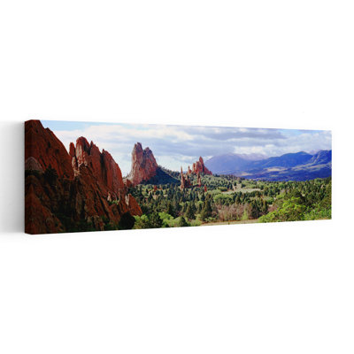 Rock formations on a landscape Garden of The Gods Colorado Springs Colorado USA 1 Piece Wrapped Canvas Panoramic Wall Art