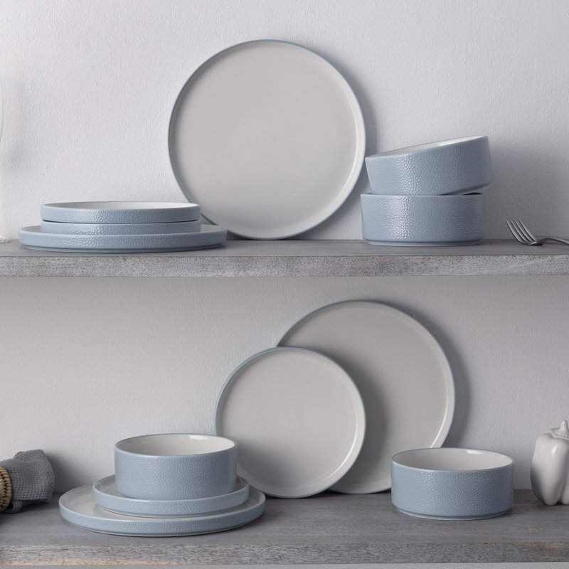 Noritake Colortex Stone 12-Piece Dinnerware Set, Service for 4, Aqua