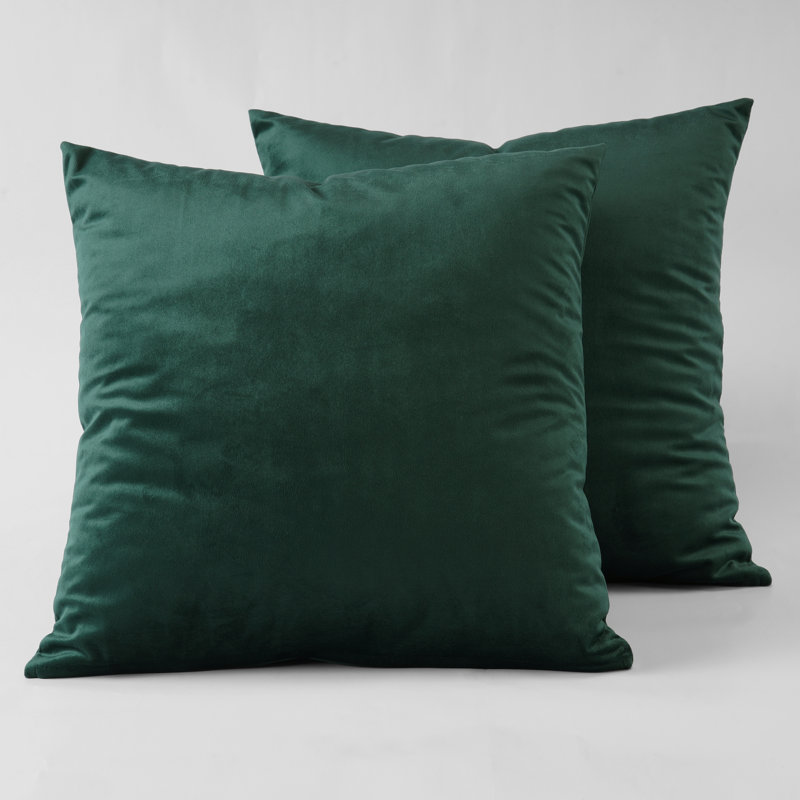 Heritage Plush Velvet Throw Pillow Covers - Decorative Pillow Covers, Forestry Green