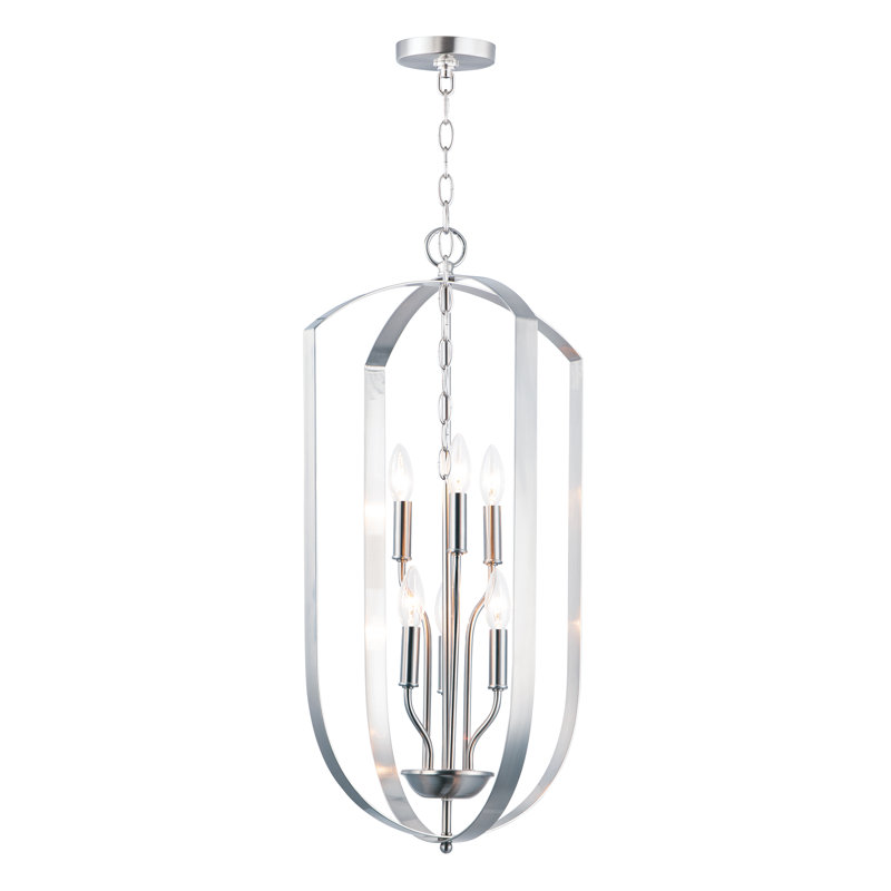 Albano 6 - Light Dimmable Geometric Chandelier, Satin Nickel