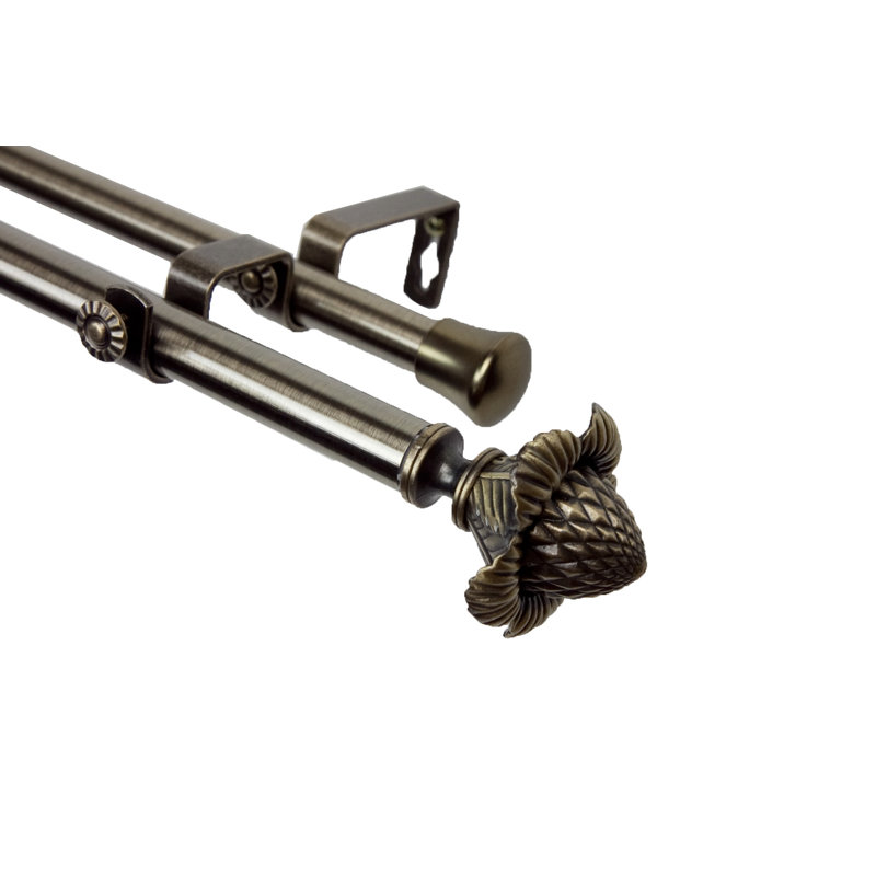 Tringle à rideaux double Mcfaddin, De 28 po à 48 po de largeur, Laiton antique