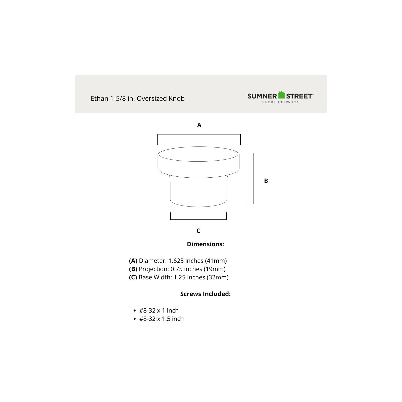 Ethan Round Knob, Matte White, 1 5/8"