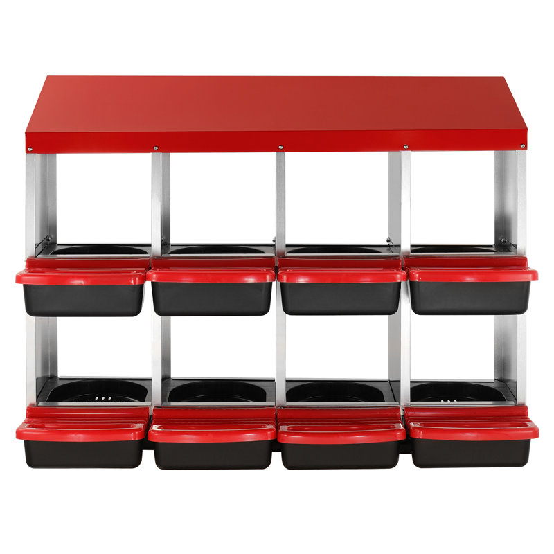 8-Compartment Chicken Nest Box Mental Box with Inclined Nesting Boxes