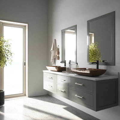 Lavabo de salle de bain rectangulaire en verre avec robinet H 11 po L 22 po x l 15 po x H 5 po Donatello