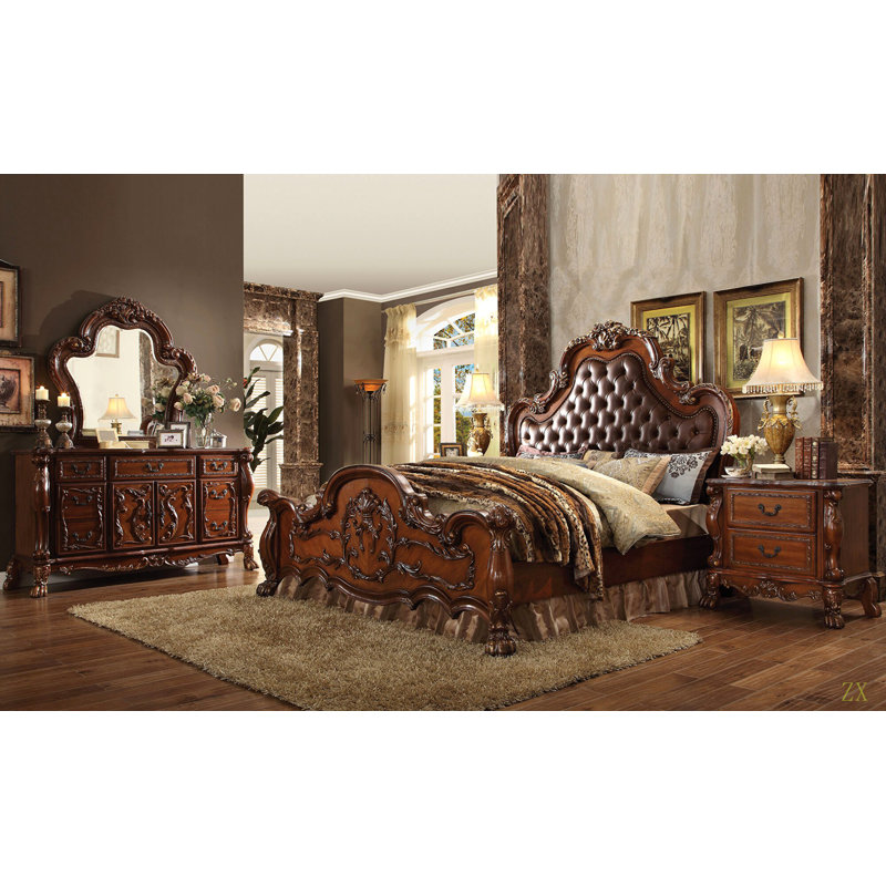 Table de chevet traditionnelle de luxe avec 2 tiroirs en bois massif massif pour chambre à coucher