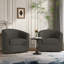 Upholstered Cotton Swivel Barrel Chair-729363277