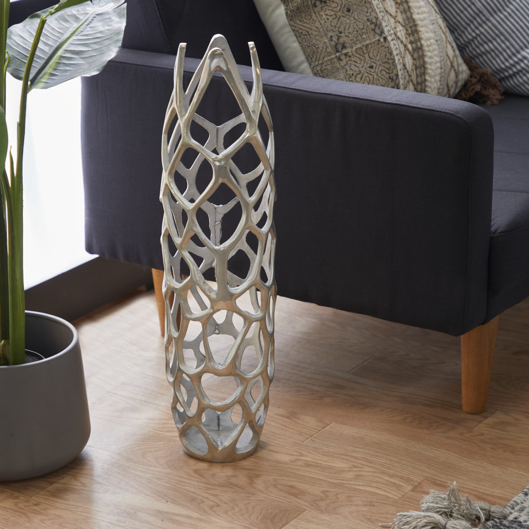 Bodo Gold Aluminum Metal Coral Cutout Coral Decorative Vase, 10" x 10" x 40" Wade Logan® 
