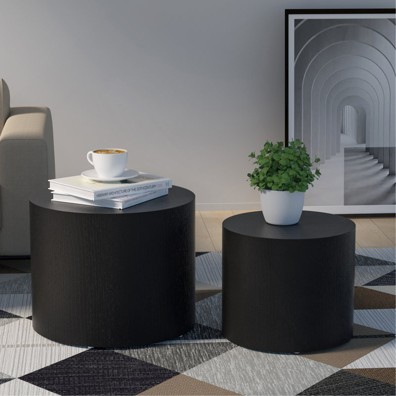 Panneau de fibres à densité moyenne avec placage de frêne / chêne / placage de noyer / table basse / table de bout / ensemble de 2 tables gigognes pour le salon