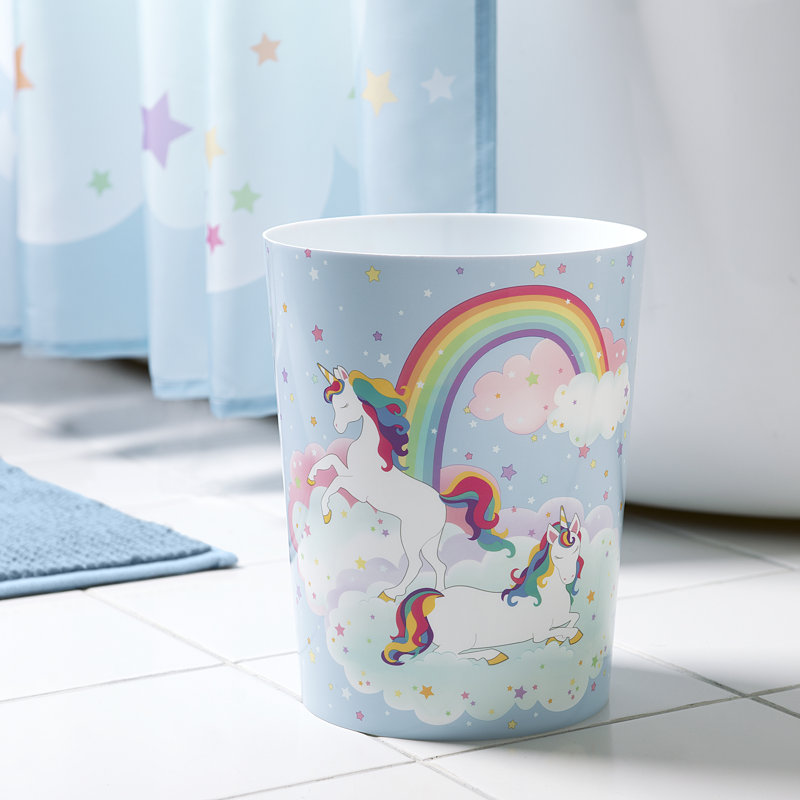 Unicorn And Rainbow Plastic Open Waste Basket - 1.56 Gallons