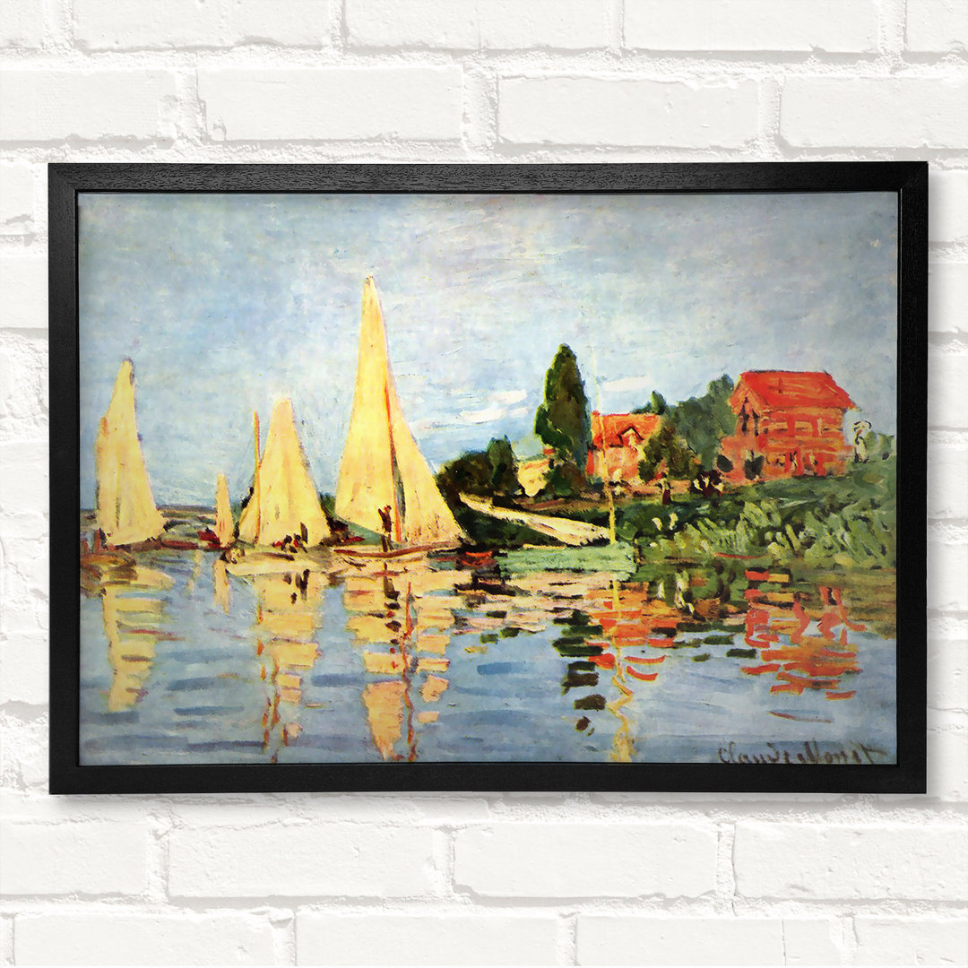 Regatta bei Argenteuil von Claude Monet - Geschlossener Eckrahmen Kunstdrucke auf Holz