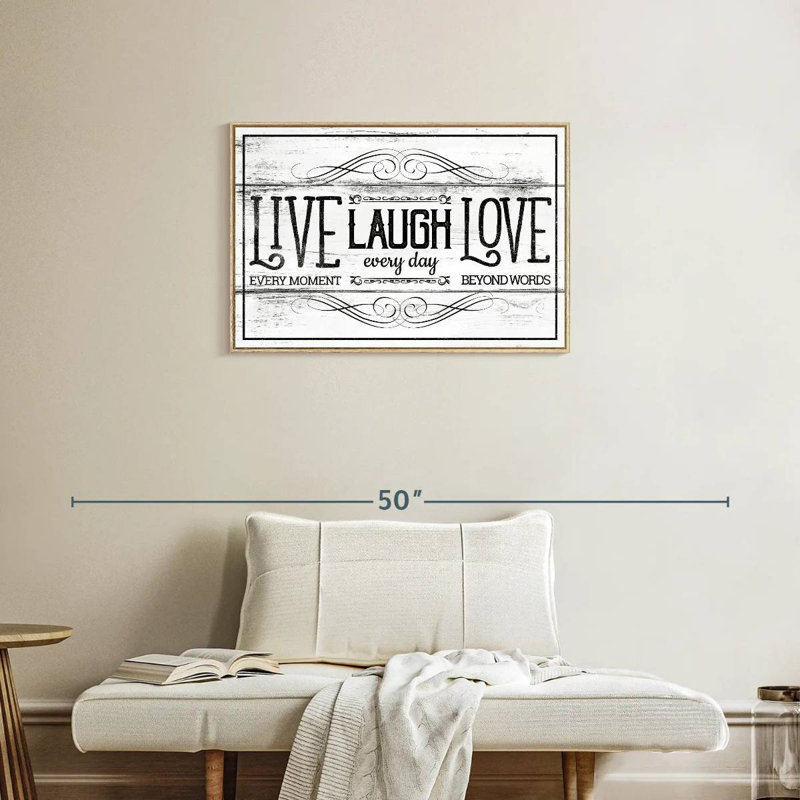 Live Laugh Love Everyday, 46 po x 31 po, Cadre flottant en bois naturel