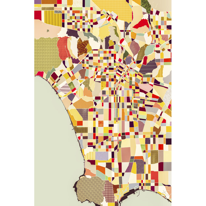 Modern Los Angeles Map by Nikki Galapon - No Frame Painting on Canvas, 30cm H x 20cm W