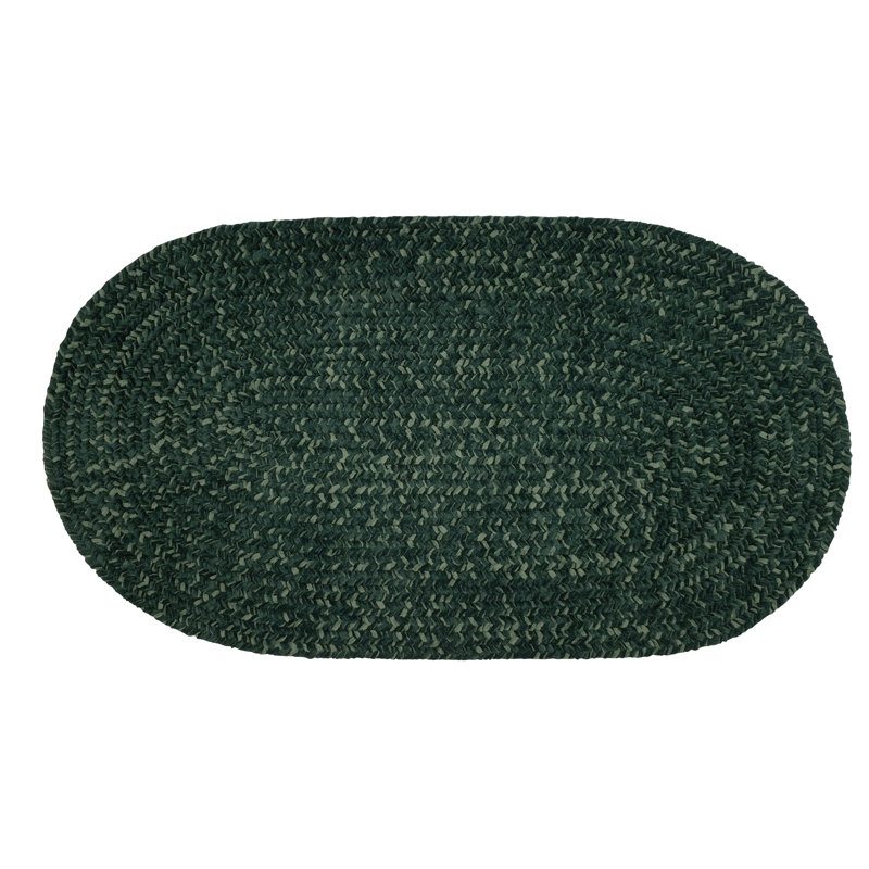 Tapis émeraude en polyester tressé à la main Dario, 22 po x 40 po ovale